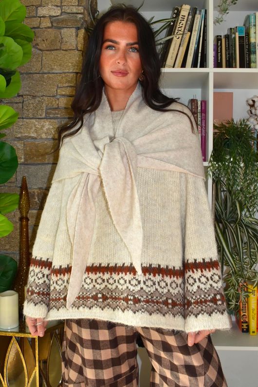 Nora Knit Shawl Oatmeal
